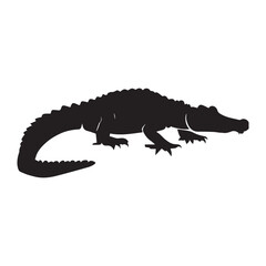 Crocodile Vector Silhouette Illustration, Crocodile Animal Vector