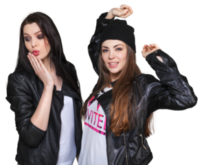 Two Young Girls Posing Isolated