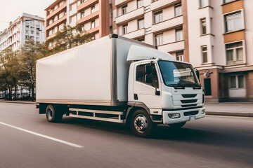 Modern Road Transport: Capturing a Big White Truck in Motion for Effective Advertising