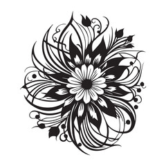 Floral Flower vector Illustration, This is a Floral Flower Vector Line art Black Color.