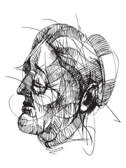 Female portrait. Face of a woman. Line drawing of a human head