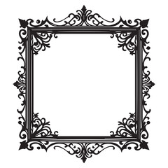 A Floral Frame Vector Illustration Black Color