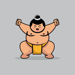 Image of a funny sumo illustration - obrazy, fototapety, plakaty