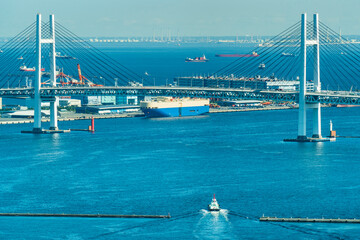 横浜ベイブリッジ周辺の海景【神奈川県・横浜市】　
Seascape around Yokohama Bay Bridge - Kanagawa, Japan