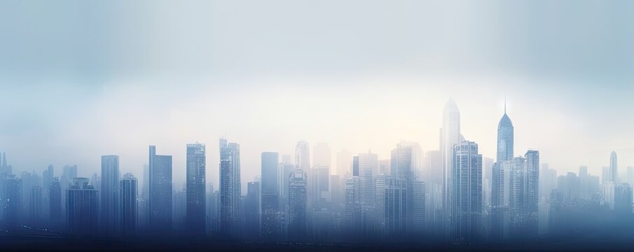 City lights in the Mist. Cityscape in the fog background with urban skyline Generative AI illustrations