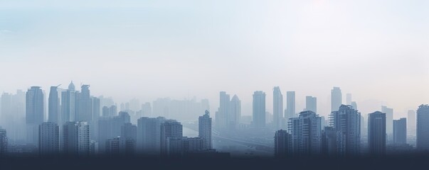 City lights in the Mist. Cityscape in the fog background with urban skyline Generative AI illustrations