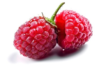 High Detail Fresh Raspberry with Water Drops isolated on White Background Generative AI