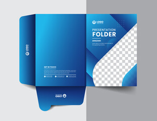 corporate company presentation folder layout concept design with modern shapes