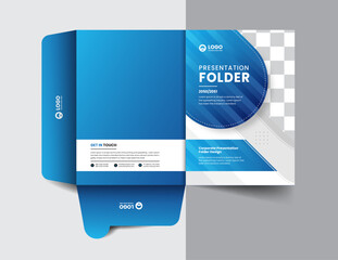 corporate company presentation folder layout concept design with modern shapes