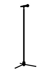 スタンドマイクの白黒シルエットイラスト