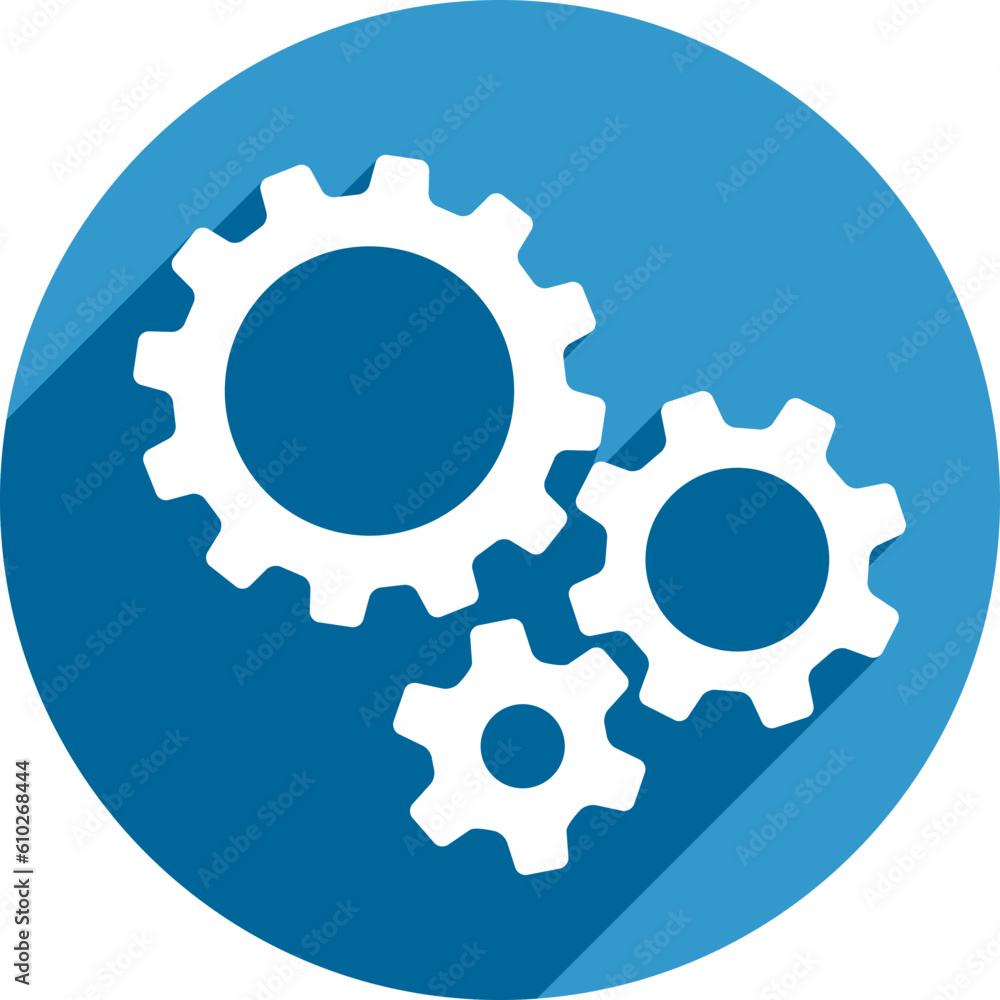 Poster setting icon vector with work cog gear element. cogweel mechanism symbol.