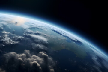 Planet earth from space realistic  banner background ai generated