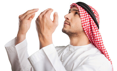 Young arabian muslim man praying