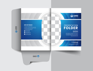 corporate company presentation folder layout concept design with modern shapes