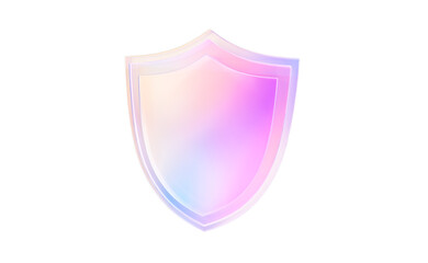 Colorful blue pink clean shield guard protection, cyber security firewall technology concept design, modern trendy elegant glass 3d digital data business icon illustration - 610268886