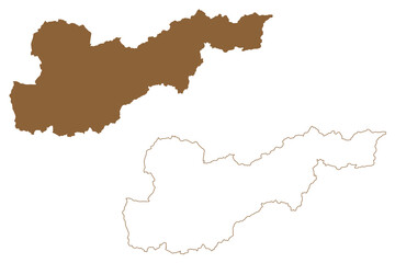 Liezen district (Republic of Austria or Österreich, Styria, Steiermark or Štajerska state) map vector illustration, scribble sketch Bezirk Liezen map