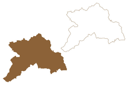 Murau district (Republic of Austria or &Ouml;sterreich, Styria, Steiermark or &Scaron;tajerska state) map vector illustration, scribble sketch Bezirk Murau map