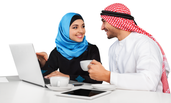 Arabic business couple working in office
