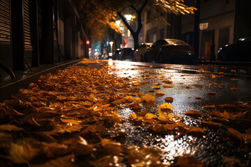 night street in the city. Generative Ai