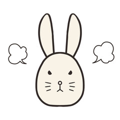 怒るデフォルメ白うさぎの顔