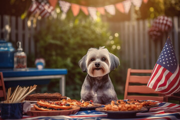 Illustration of dogs having fourth of july party - obrazy, fototapety, plakaty