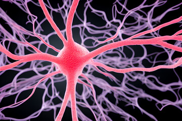 Obraz na płótnie Canvas Nerve cells background. Neurons and nervous system concept. 3d render illustration. Generative AI