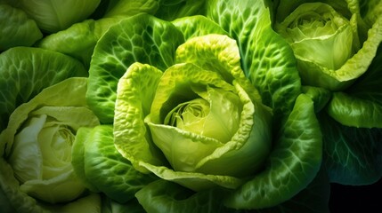 Obraz premium iceberg lettuce leaves layered on top of each other, showcasing different shades of green