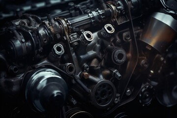 Obraz na płótnie Canvas Car Engine Background Abstract Car Repair or Restoration Artwork Generative AI