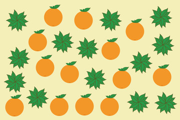 Oranges with leaf flower design.