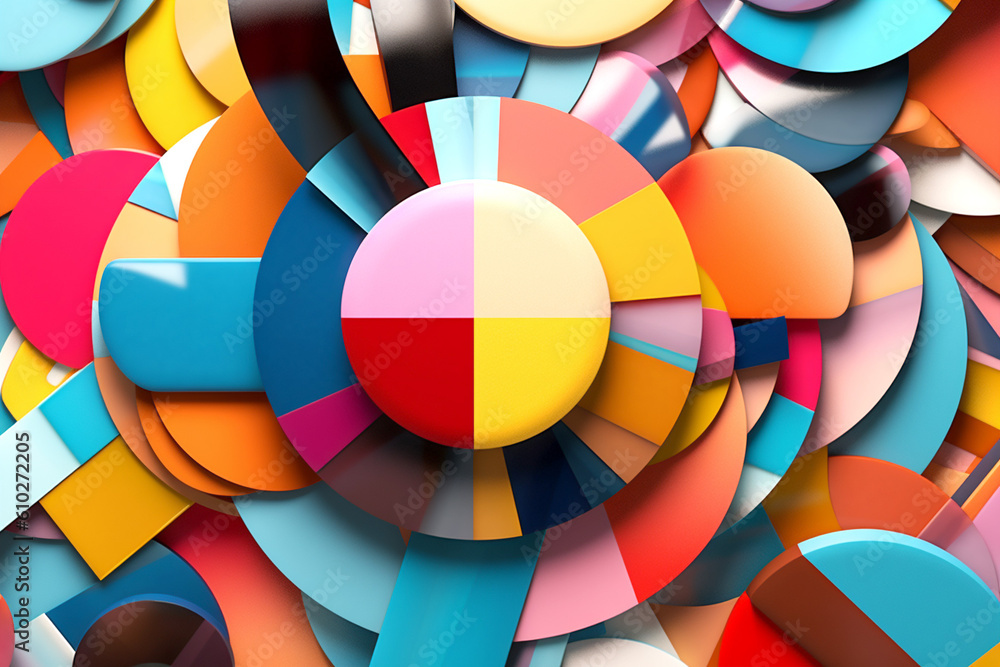 Poster abstract color pattern, modernist collage combining different visual elements. generative ai content