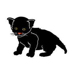 illustration of black kitten