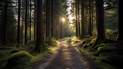 Obraz premium path in forest. nature background. generative ai