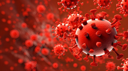 3d Illustration Red Cell Virus for backgound