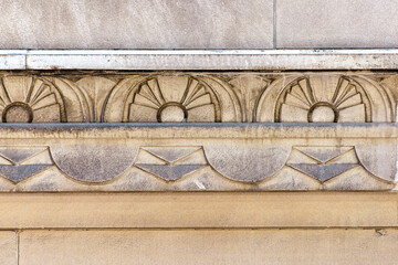 An architectural feature of the College Park building, a heritage landmark in Toronto, Canada