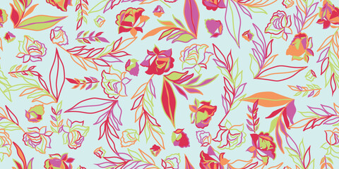 Summer floral seamless pattern