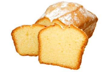 Pound cake. Sliced sweet pound cake without background.