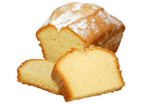 Pound cake. Sliced sweet pound cake without background.