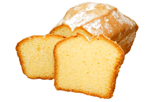 Pound cake. Sliced sweet pound cake without background.