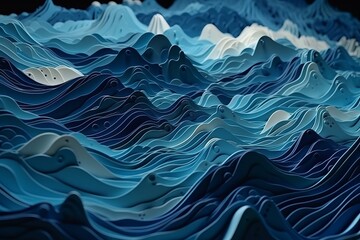 Layered paper of wave. Beautiful illustration picture. Generative AI
