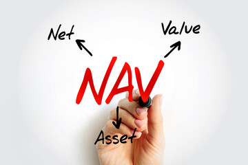 NAV Net Asset Value - company's total assets minus its total liabilities, acronym text concept background