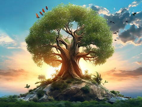 Earth after human extinction. Beautiful illustration picture. Generative AI