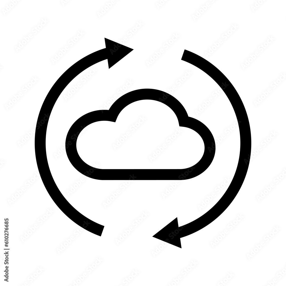Poster simple cloud backup icon. cloud storage synchronization. vector.