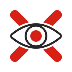 Please do not look. Eye and cross mark icon. Vector.