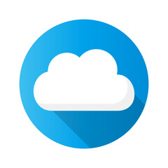 Flat design round sky and cloud icon and shadow. Vector.