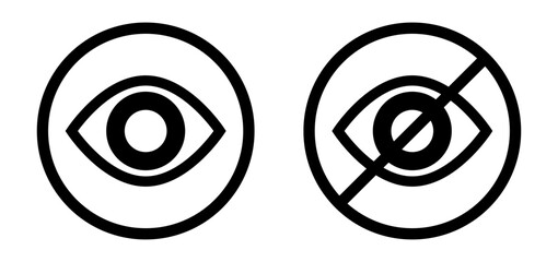 Eye and blocked eye icon set. Vector.