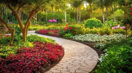 Serene Pathways: A Picturesque Oasis of Colorful Blooms and Tranquility 2. Generative AI