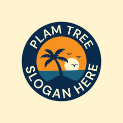 Palm tree sunset theme logo template