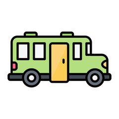 School Bus Line Color Icon