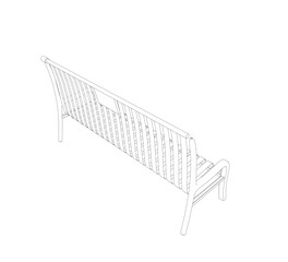 Outline Vector Bench isolated. Wooden bench isolated on white background. Park bench isolated over a white background, wrought-iron bench, vector illustration contour of outdoor bench.