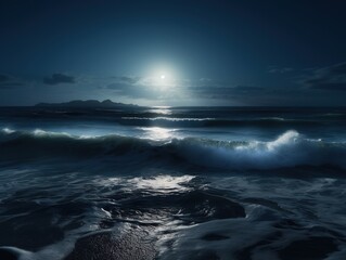 Mystisches Ballett der Meereswellen: Spiegelung des Mondscheins auf nächtlichen Wellen